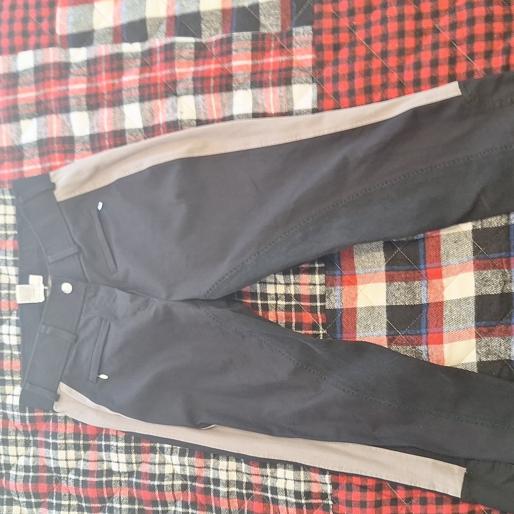 NWOT Nice Dover black / gray full seat clarino faux suede breeches 30 .